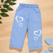 Calça Jeans Infantil Estilo Wide Leg para Meninas Calça Jeans Infantil Estilo Wide Leg para Meninas