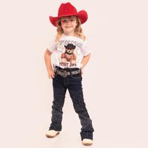 Calça Jeans Infantil Feminino Azul Com Strass Prateado Moda Country Texas Ranch Jeans Calça Jeans Infantil Feminino Azul Com Strass Prateado Moda Country Texas Ranch Jeans