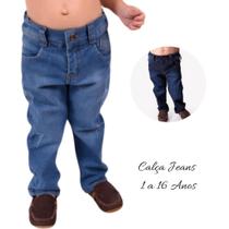 Calça Jeans Infantil Masculina Tradicional Uniforme Escola Festa Menino Cores qualidade 1 a 16 anos