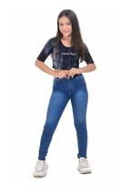 Calça Jeans Infantil Menina Laycra Com Regulador No Cos