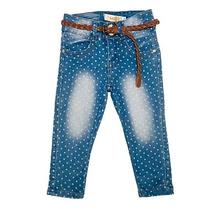 Calça Jeans Infantil Menina Poá