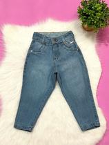 Calça jeans infantil Menina premium Modelo Mom com elástico interno na cintura Moda Mini Diva