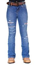 Calça Jeans Infantil Menina Rasgada com Strass Bill Way Lançamento