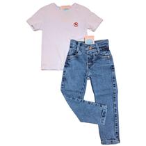 Calça jeans infantil menino lycra com ajuste