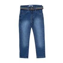 Calça Jeans Infantil Menino Oznes 4-8 Slim com Cinto Azul