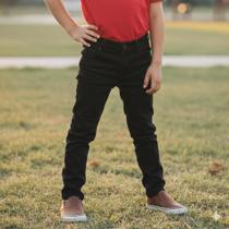 Calça Jeans Infantil Menino Preta com ajuste na cintura 01 ao 16 Anos com lycra super estilosa
