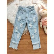 Calça Jeans Infantil Mini Diva Infantil Moda Blogueirinha Meninas Destroyed Luxo Influencer