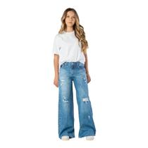 Calça Jeans Infanto Juvenil Feminina Wide Leg Pantalona Calça Jeans Infanto Juvenil Feminina Wide Leg Pantalona