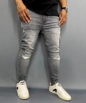 Calça Jeans Jay Jones Super Skinny Cinza Rasgada