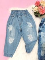 Calça Jeans Jogger Infantil Blogueirinha Destroyed Mini Diva blogueira Lançamento