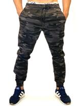 calça jeans jogger masculina jeans rasgado, sarja com elastico e bolso - Emporium black
