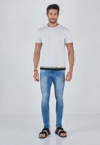 Calça Jeans Lado Avesso Skinny Azul Claro