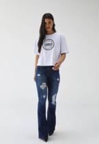 Calça Jeans Lança Perfume Flare Atena Destroyed Azul Calça Jeans Lança Perfume Flare Atena Destroyed Azul