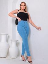 Calça Jeans Lisa Azul Clara Sem Bolso