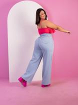 Calça Jeans Lisa Clara Feminina Wide Leg Moda Plus Size Tendência REF: 0052