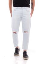 Calça jeans Loose Masculina Cropped Básica Rasgada oversized