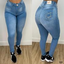 Calça Jeans lycra Cintura alta Levanta Bumbum Pimenta Doce