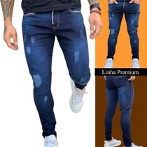Calça Jeans Masculina Azul Escuro Original Slim Elastano