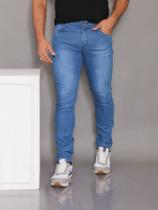 Calça jeans masculina azul pistolada suave Calça jeans masculina azul pistolada suave
