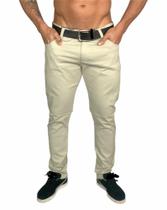 Calça jeans masculina bege sarja tradicional skinny slim lançamento 2024 - Emporium black