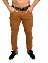 Calça jeans masculina bege sarja tradicional skinny slim lançamento 2024 - Emporium black