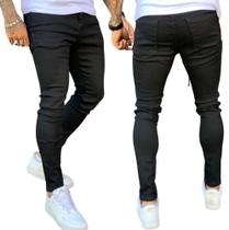 calça jeans masculina caqui skinny tradicional linha premium - Emporium black