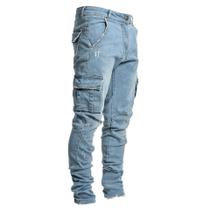 Calça jeans masculina casual com bolso lateral - 1UN