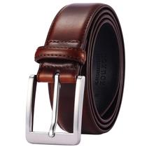 Calça jeans masculina casual de couro Belt XOUXOU, marrom clássico Calça jeans masculina casual de couro Belt XOUXOU, marrom clássico