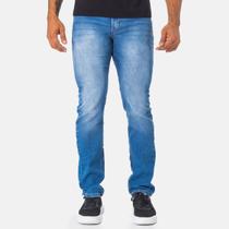 Calça Jeans Masculina Casual Slim Com Elastano Lavagem Azul