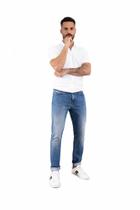 Calça Jeans Masculina Cropped Plus Size Size Azul Claro Veste 36 ao 56