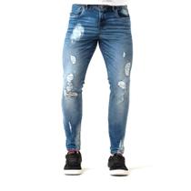 Calça Jeans Masculina Destroyed Com Respingos de Tinta Super Skinny Fit Zune Calça Jeans Masculina Destroyed Com Respingos de Tinta Super Skinny Fit Zune