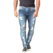 Calça Jeans Masculina Destroyed Estornada Super Skinny Fit Zune Calça Jeans Masculina Destroyed Estornada Super Skinny Fit Zune