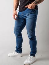 Calça jeans masculina escuro médio com elastano