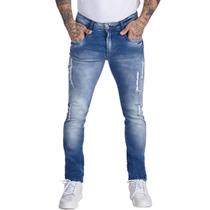 Calça Jeans Masculina HNO Skinny Destroyed Azul