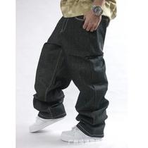 Calça jeans masculina importada plus size, solta estilo hip hop cobra com bordado, compridas e retas