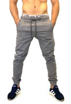 CALÇA jeans MASCULINA JOGGER EM SARJA E JEANS SLIM ESTILO DESTROYED CALÇA COM ELASTICO