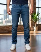 Calça Jeans Masculina Pockets Slim Ogochi Original Azul-escuro Liso 40