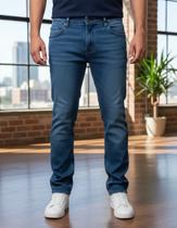 Calça Jeans Masculina Pockets Slim Ogochi Original Azul-escuro Liso 42