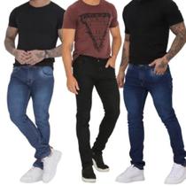 Calça Jeans Masculina Preta Skinny Slim Original com Lycra Elastano Roupas Masculina