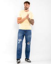 Calça Jeans Masculina Reta com Rasgos 22768 Escura