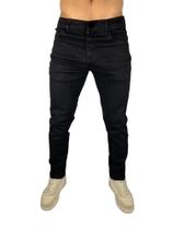Calça jeans masculina sarja com lycra tradicional skinny slim lançamento jeans preto - Emporium black