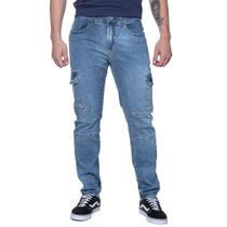 Calça Jeans Masculina Skinny Cargo Índigo
