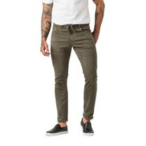 Calça Jeans Masculina Skinny Color Verde Militar Cós com Cordão Zune