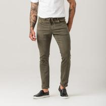 Calça Jeans Masculina Skinny Color Verde Militar Cós com Cordão Zune