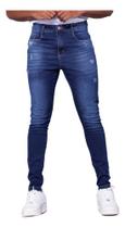 Calça Jeans Masculina Skinny Com Elastano E Puidos Slim Fit