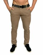 calça jeans masculina slim caqui com lycra sarja com 4 bolso tradicional todas em sarja ou jeans - Emporium black