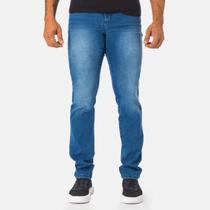 Calça Jeans Masculina Slim Com Elastano Bolso Casual Azul