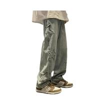 Calça Jeans Masculina Solta com Bordado Gótico - Estilo Hip-Hop Y2K Calça Jeans Masculina Solta com Bordado Gótico - Estilo Hip-Hop Y2K