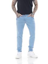 Calça Jeans Masculina Super Skinny Délavé Premium - Azul Claro Calça Jeans Masculina Super Skinny Délavé Premium - Azul Claro