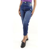 Calca Jeans Max Denim Mom Cropped Com Puido - 6095